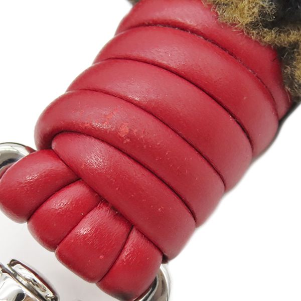 Fendi Shoulder Strap You Mini Mouton Leather Brown and Red Silver Hardware — view 5
