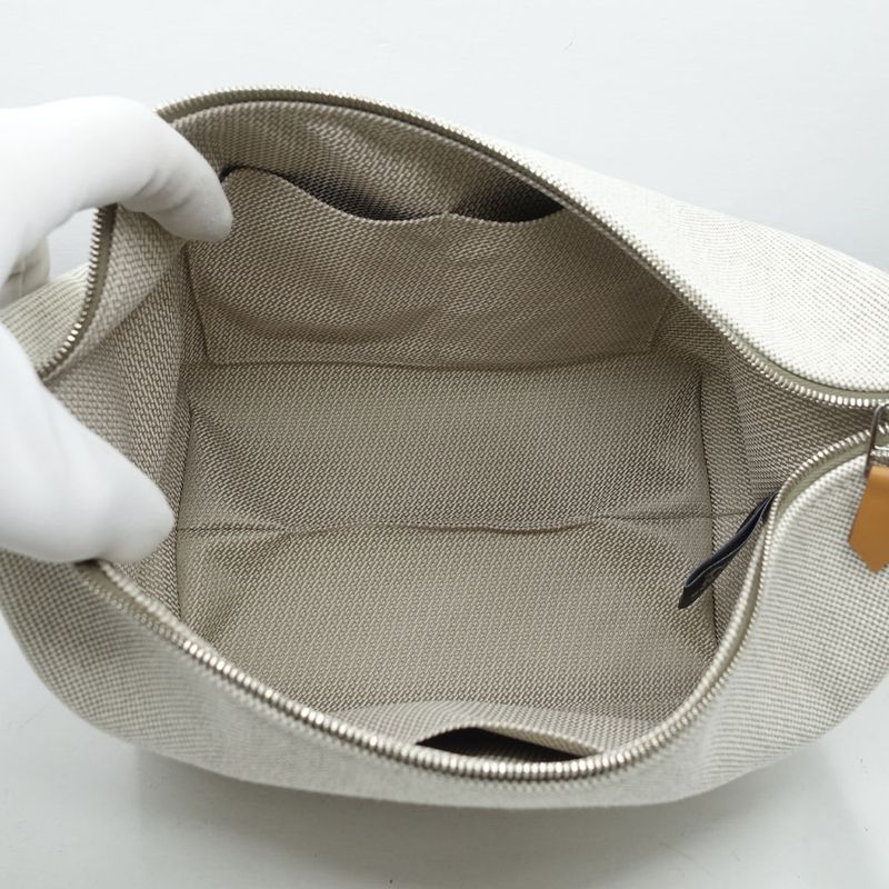Hermes Brid A Brag PM Rouge Ash Silver Hardware Canvas Handbag Pouch — view 9