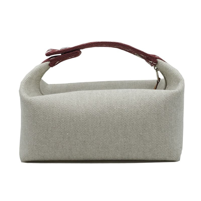 Hermes Brid A Brag PM Rouge Ash Silver Hardware Canvas Handbag Pouch — view 6
