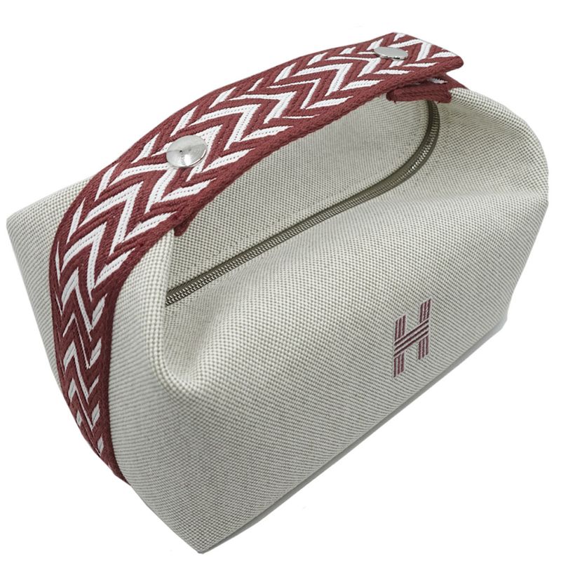 Hermes Brid A Brag PM Rouge Ash Silver Hardware Canvas Handbag Pouch — view 5