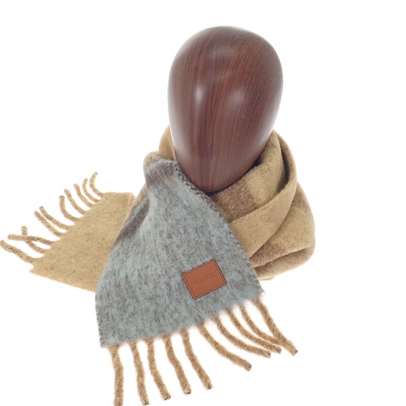 Loewe Alpaca F655 Ss1 X02 Scarf Wool Leather Camel Fine — view 6