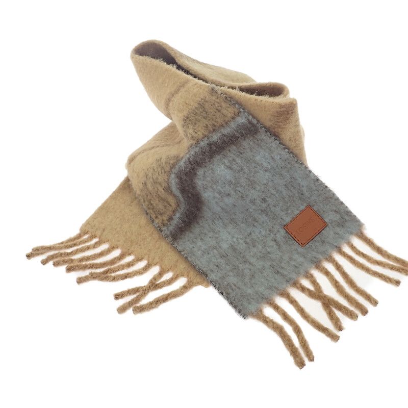 Loewe Alpaca F655 Ss1 X02 Scarf Wool Leather Camel Fine — view 5