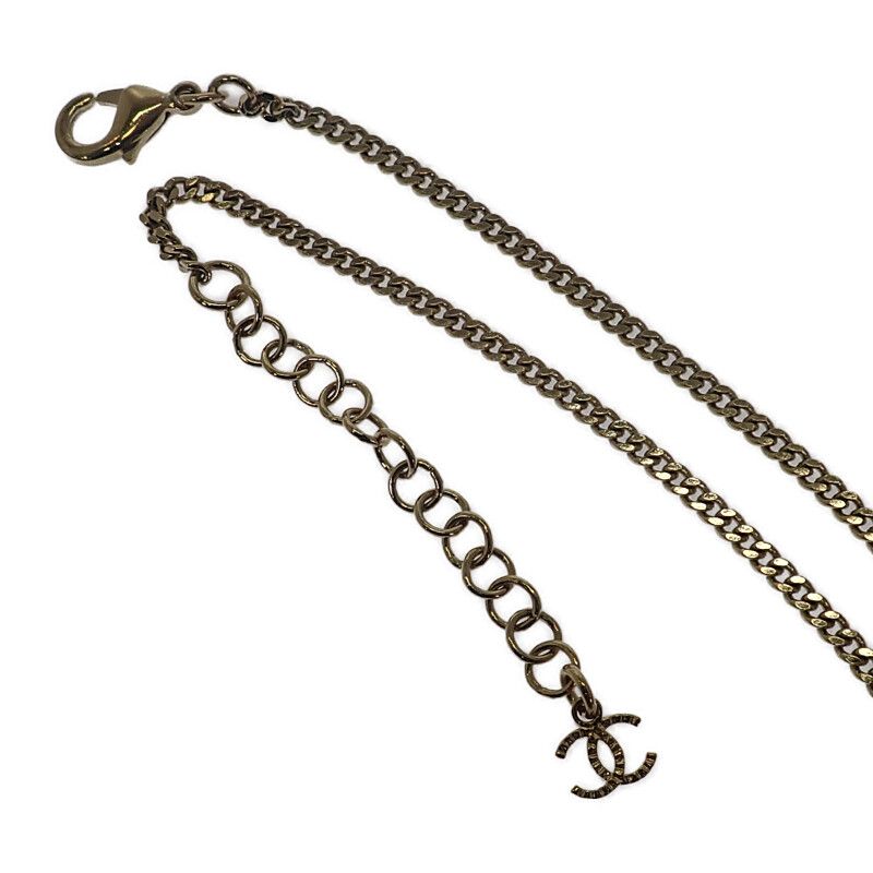 Chanel CC Square Necklace Metal Gold Black Pendant Choker Class — view 7