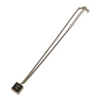 Chanel CC Square Necklace Metal Gold Black Pendant Choker Class — view 3