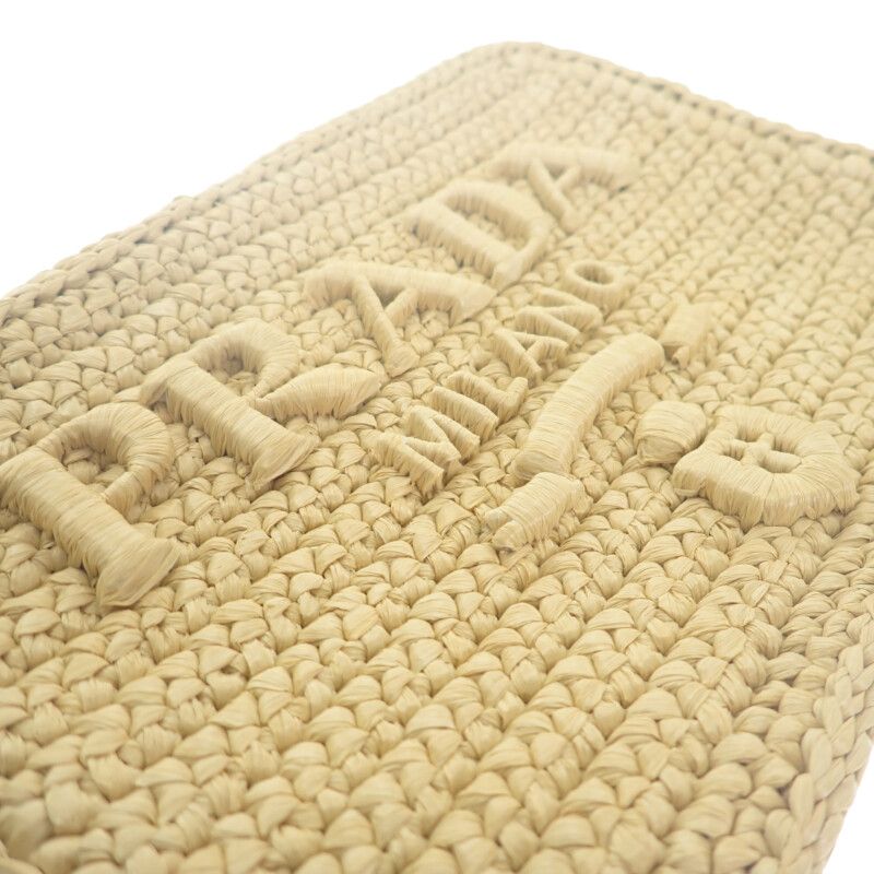 Prada Raffia Shoulder 1 Bh196 Bag Pouch Basket Leather — view 8