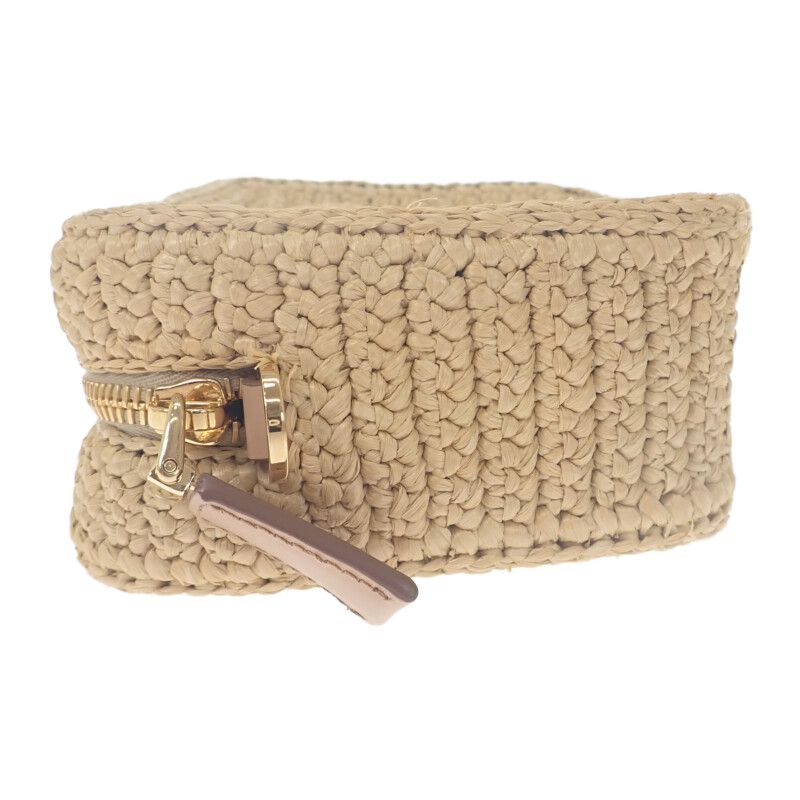 Prada Raffia Shoulder 1 Bh196 Bag Pouch Basket Leather — view 4