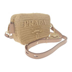 Prada Raffia Shoulder 1 Bh196 Bag Pouch Basket Leather — view 3