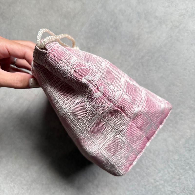 Chanel Draw String Pouch New Travel Line Nylon Pink Bag Handbag — view 8