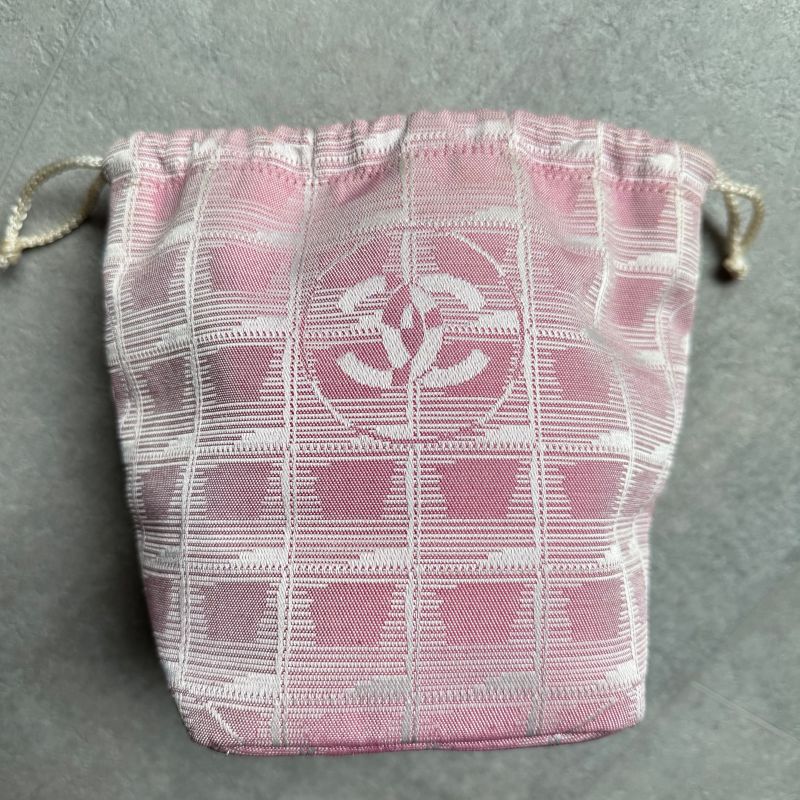 Chanel Draw String Pouch New Travel Line Nylon Pink Bag Handbag — view 6