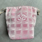 Chanel Draw String Pouch New Travel Line Nylon Pink Bag Handbag — view 6