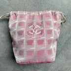 Chanel Draw String Pouch New Travel Line Nylon Pink Bag Handbag — view 5