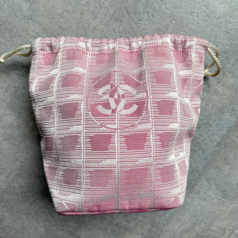 Chanel Draw String Pouch New Travel Line Nylon Pink Bag Handbag — view 5