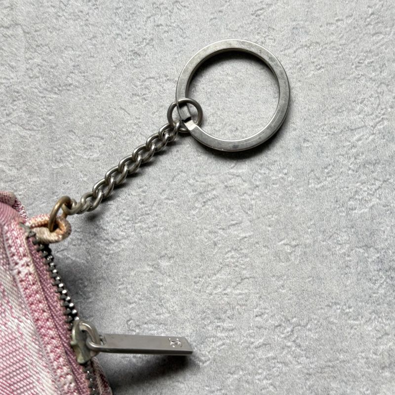 Chanel New Travel Line Coin Case Ring Mini Pouch Canvas Pink Coco — view 8