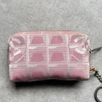 Chanel New Travel Line Coin Case Ring Mini Pouch Canvas Pink Coco — view 7