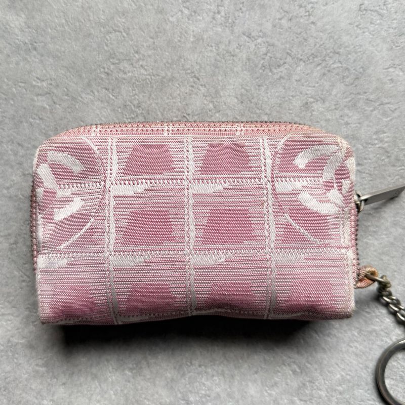 Chanel New Travel Line Coin Case Ring Mini Pouch Canvas Pink Coco — view 7
