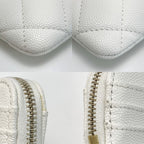 Chanel Quilted Classic Zip Coin Purse Ap2061 White Coco Mark Caviar Leather — view 6