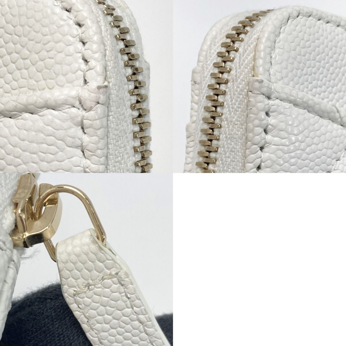 Chanel Quilted Classic Zip Coin Purse Ap2061 White Coco Mark Caviar Leather — view 7