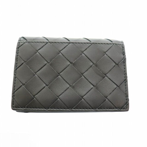 Bottega Veneta Intrecciato Leather Flap Card Case Black — view 3