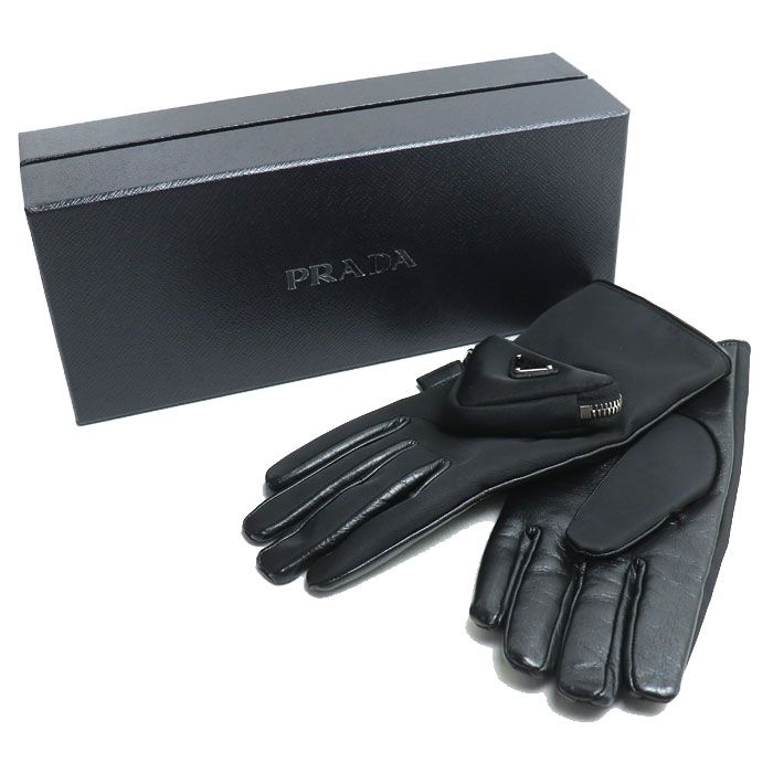 Prada Triangle Logo Gloves Black 2 GG137 Dw1 F0002 8 — view 9