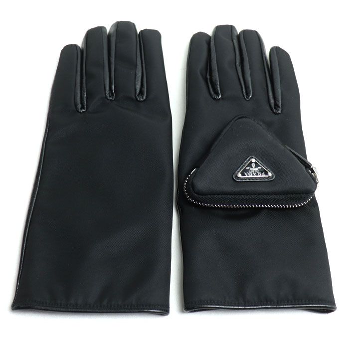 Prada Triangle Logo Gloves Black 2 GG137 Dw1 F0002 8 — view 2