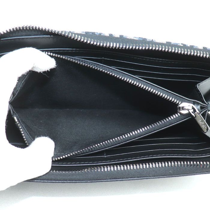 Dior Oblique Jacquard Long Zip Wallet Navy 2 Yks h05 E — view 4