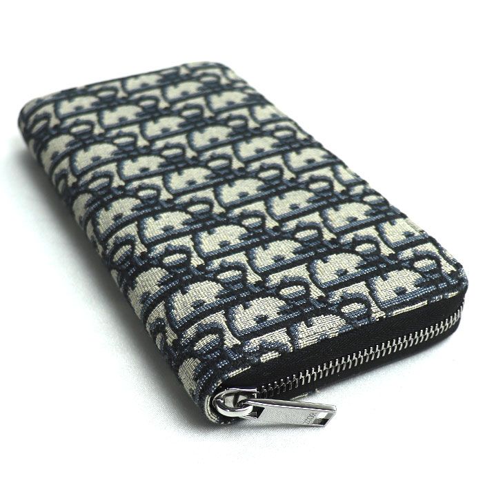 Dior Oblique Jacquard Long Zip Wallet Navy 2 Yks h05 E — view 2