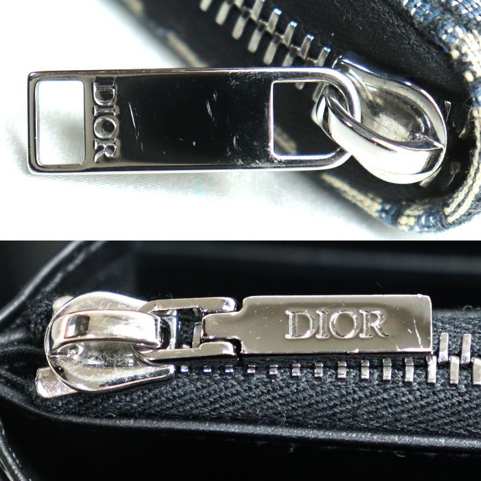 Dior Oblique Jacquard Long Zip Wallet Navy 2 Yks h05 E — view 6
