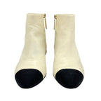 Chanel Boots Short Shoes Leather Fabric Ivory Black Coco Mark Pearl — view 2