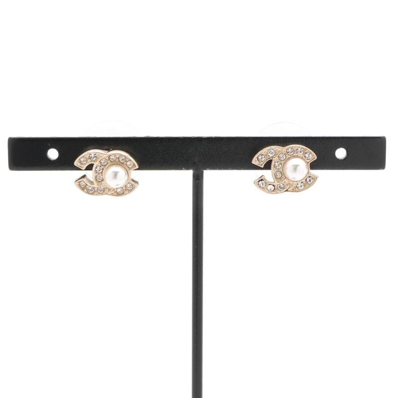 Chanel Earrings Gold Coco Mark Rhinestone — view 8