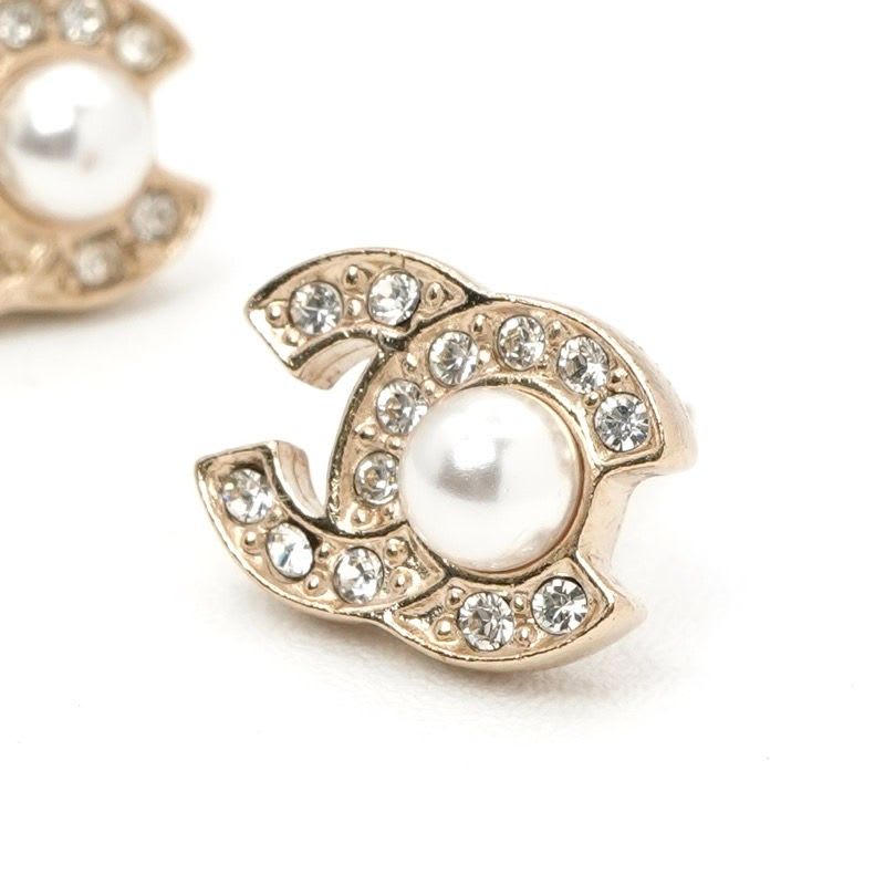 Chanel Earrings Gold Coco Mark Rhinestone — view 6