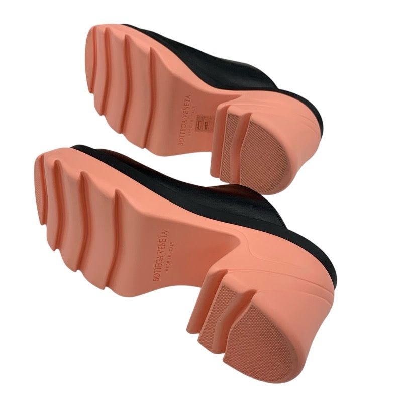 Bottega Veneta Flash Pump Sandals Shoes Leather Rubber Black Pink — view 6