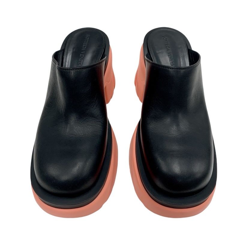 Bottega Veneta Flash Pump Sandals Shoes Leather Rubber Black Pink — view 2