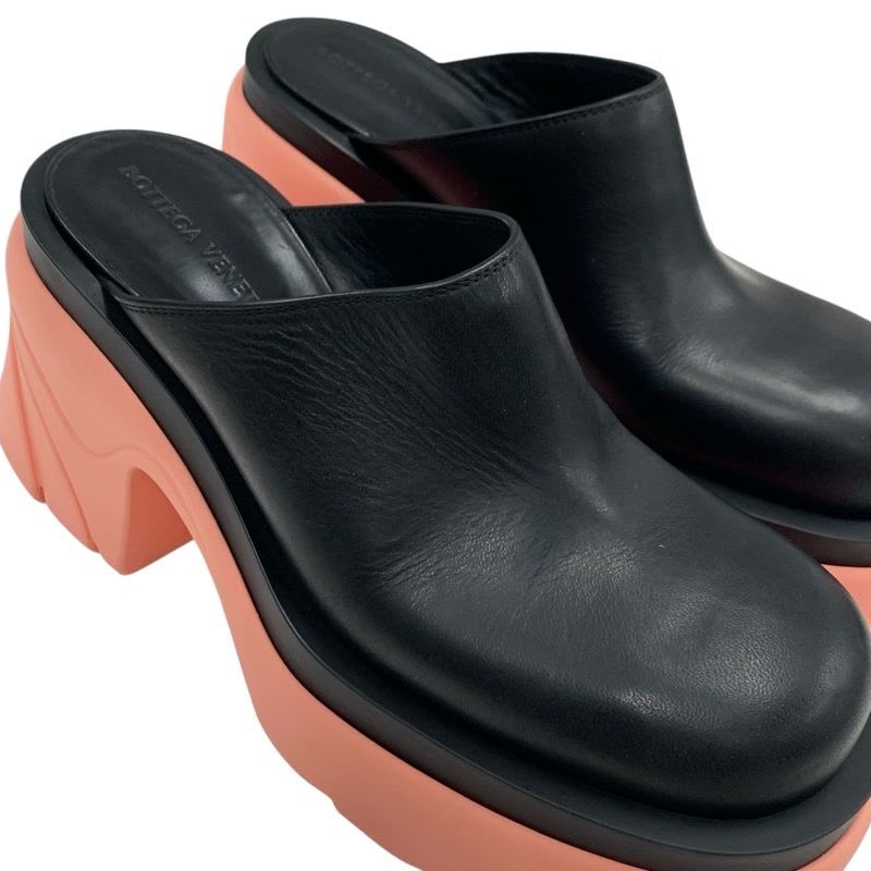 Bottega Veneta Flash Pump Sandals Shoes Leather Rubber Black Pink — view 9