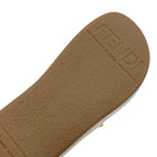 Fendi Sandals Shoes Leather White Gold Metal Logo — view 8