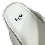 Fendi Sandals Shoes Leather White Gold Metal Logo — view 7