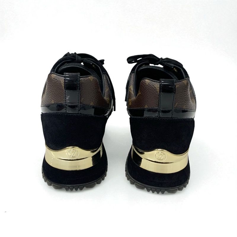 Louis Vuitton Run Away Line Monogram Sneakers Shoes Leather Fabric Suede Black — view 5