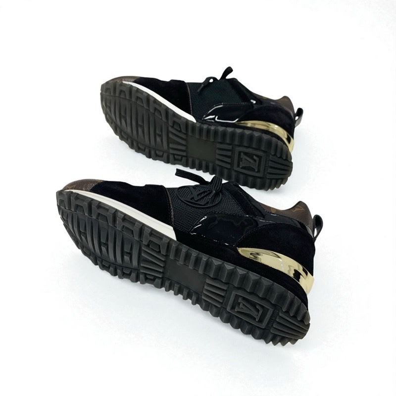 Louis Vuitton Run Away Line Monogram Sneakers Shoes Leather Fabric Suede Black — view 6