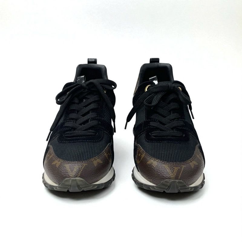 Louis Vuitton Run Away Line Monogram Sneakers Shoes Leather Fabric Suede Black — view 3