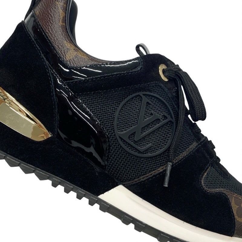 Louis Vuitton Run Away Line Monogram Sneakers Shoes Leather Fabric Suede Black — view 9