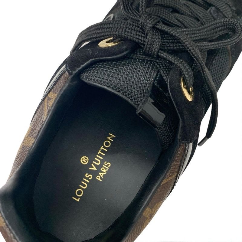 Louis Vuitton Run Away Line Monogram Sneakers Shoes Leather Fabric Suede Black — view 7