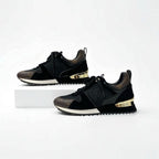 Louis Vuitton Run Away Line Monogram Sneakers Shoes Leather Fabric Suede Black — view 4