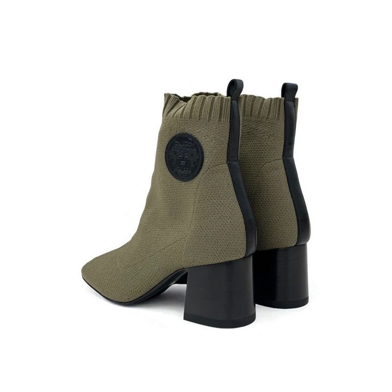 Hermes Volver Boots Short Shoes Fabric Leather Khaki Knit Exlibris — view 4