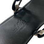 Hermes Eos Sandals Shoes Leather Black Metallic Chaine D'ancre Flat — view 7