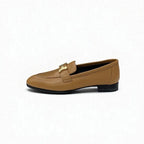 Hermes Paris Loafer Leather Shoes Natural Moccasins Hhardware — view 3