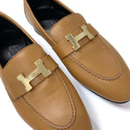 Hermes Paris Loafer Leather Shoes Natural Moccasins Hhardware — view 9
