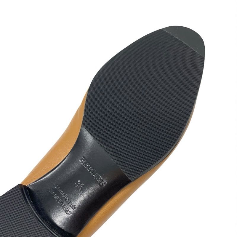 Hermes Paris Loafer Leather Shoes Natural Moccasins Hhardware — view 8