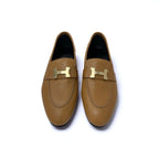 Hermes Paris Loafer Leather Shoes Natural Moccasins Hhardware — view 2