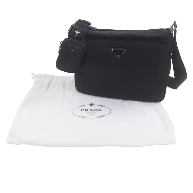 Prada 1 Bc421 Nylon Saffiano Leather Re-nylon Triangle Logo Plate — view 3