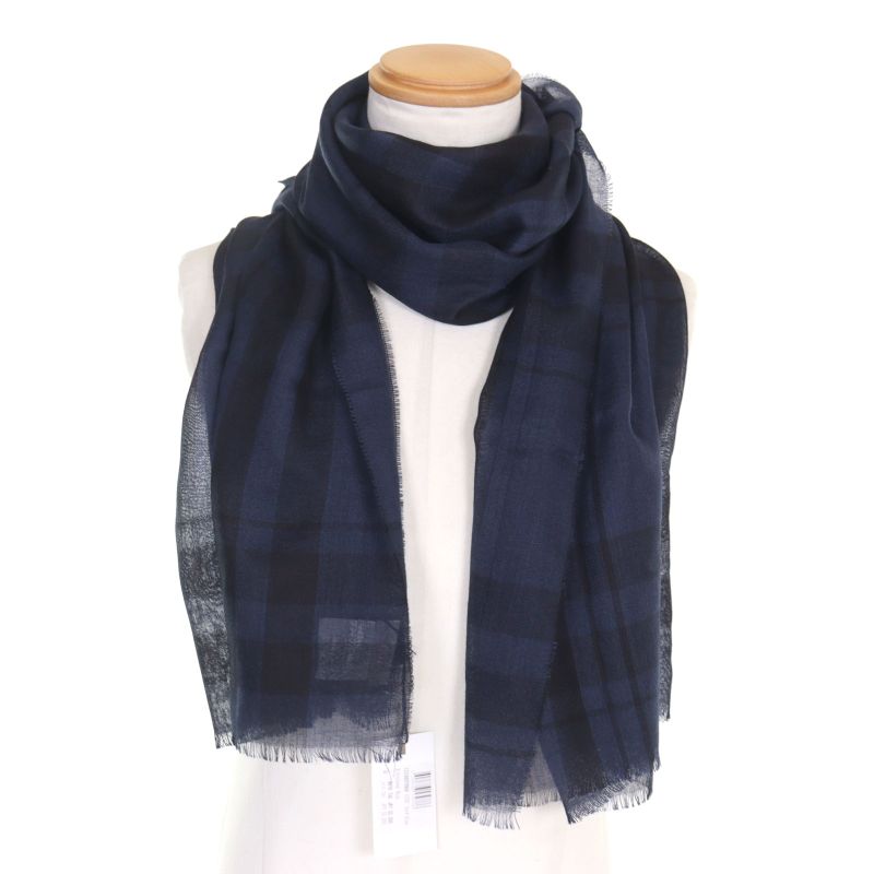 Dior Homme 133 Cashmere Silk Logo Embroidery Checked Scarf — view 2