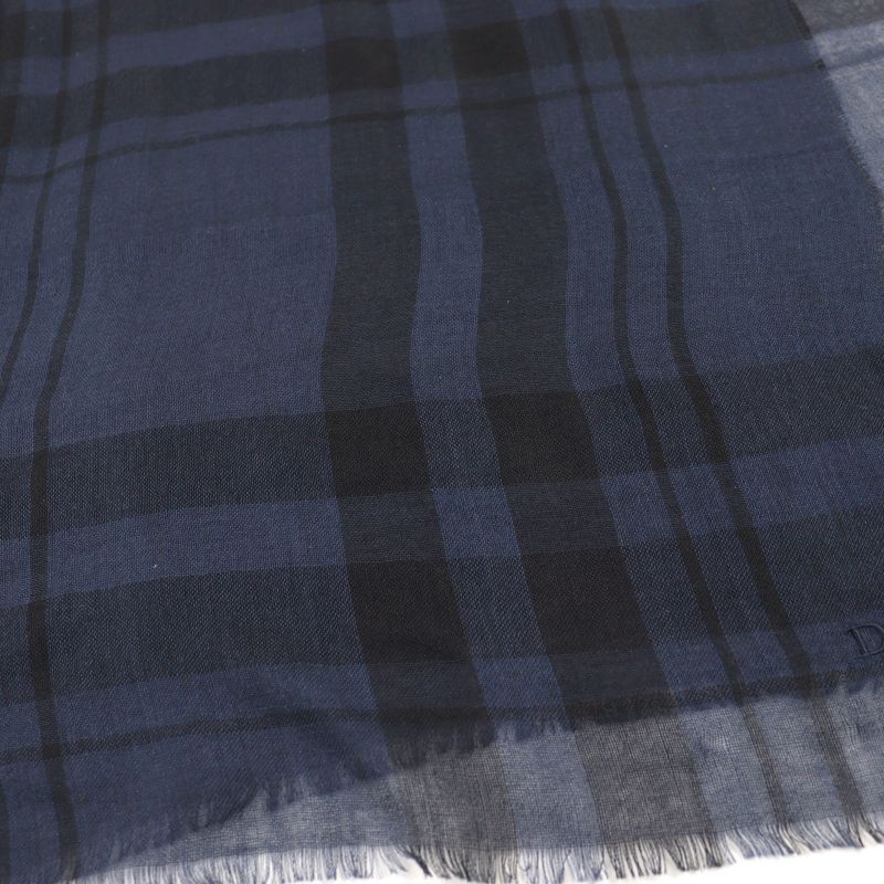 Dior Homme 133 Cashmere Silk Logo Embroidery Checked Scarf — view 8